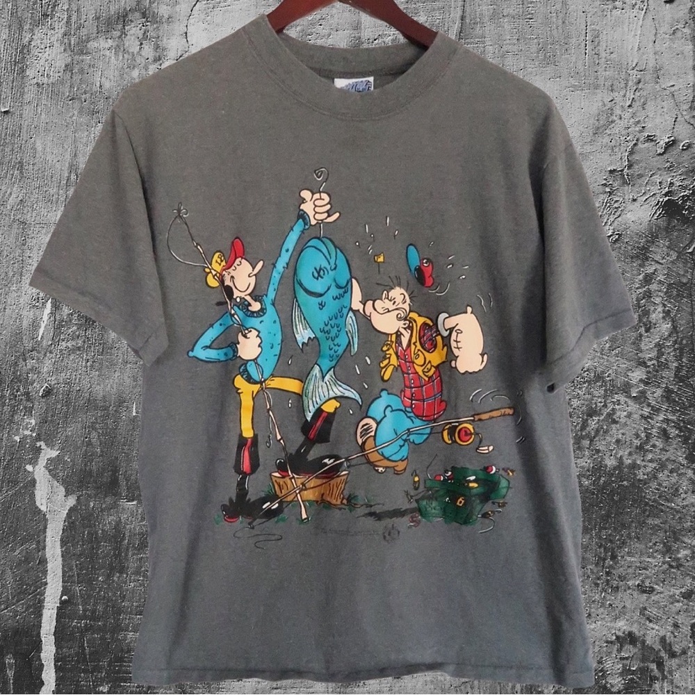 Capitol Graphics Ultra Rare 1994 Popeye and Olive Fishing T-Shirt